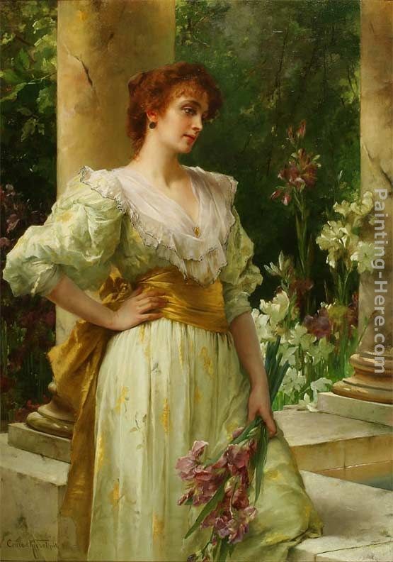 Conrad Kiesel Woman Holding Irises
